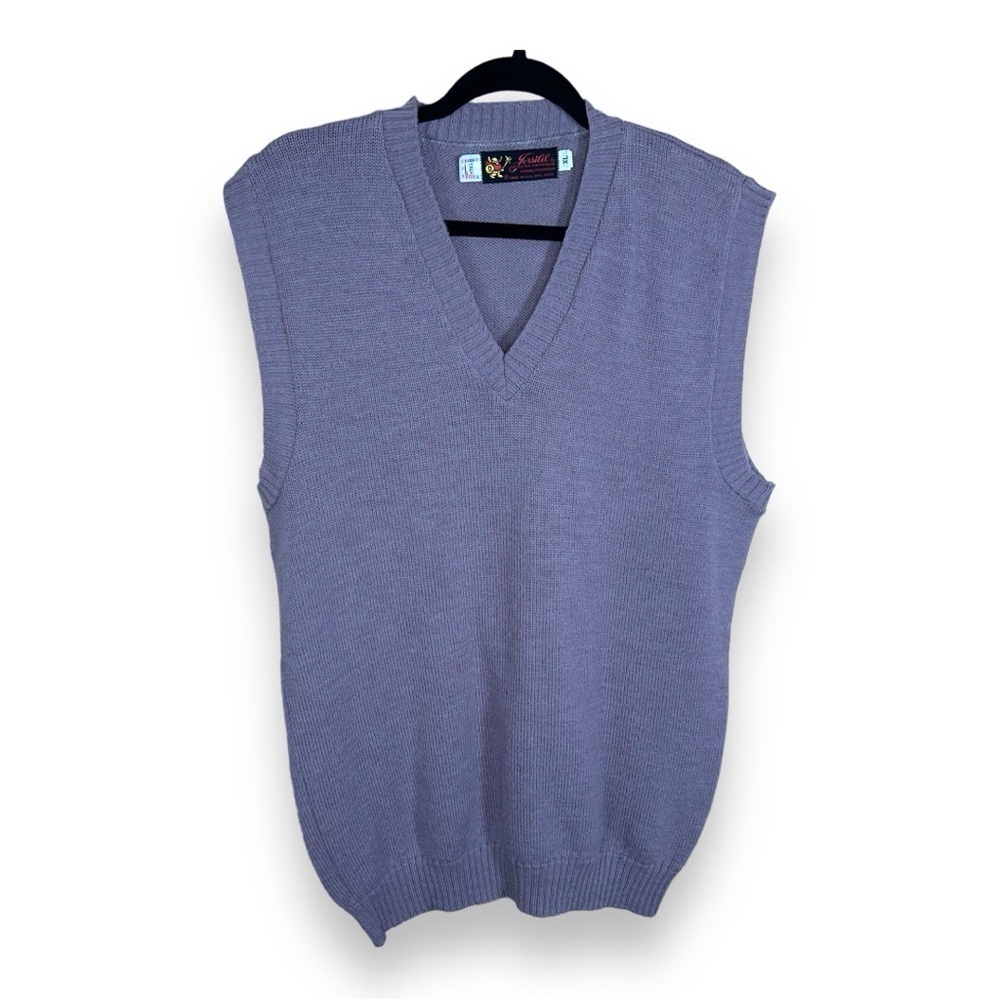 XL TALL JERSILD VINTAGE BEIGE WOOL VNECK SLEEVELESS ACADEMIA